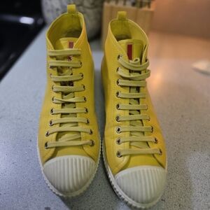 Vibrant Yellow High-Top Sneakers